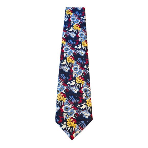 Romario Manzini Men's Necktie Floral Tropical Hibiscus Print 3.5" Classic Width - Picture 6 of 6